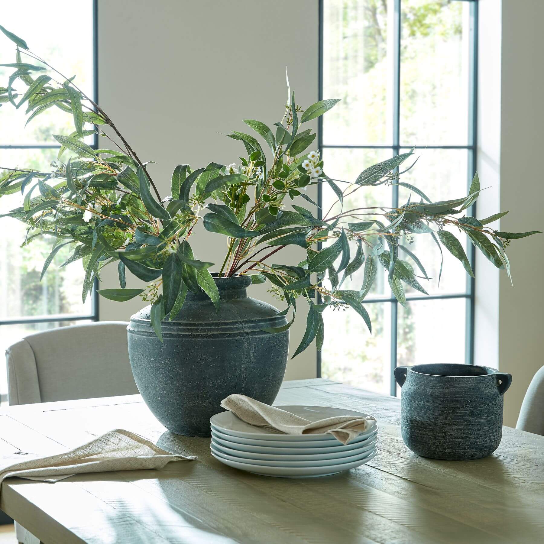 Grey Hydria Ceramic Pot for Indoor and Outdoor Styling