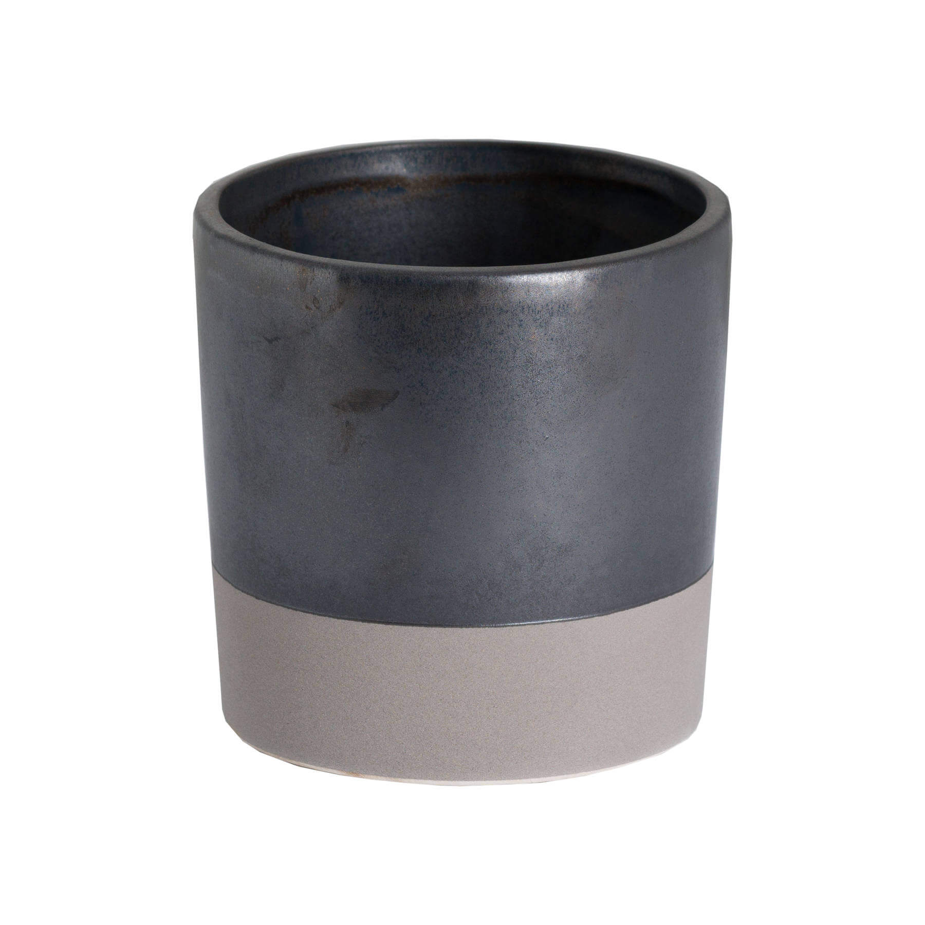 Sleek Metallic Grey Ceramic Planter | Modern Plant Pot