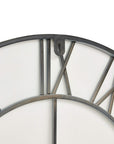 Grey Skeleton Wall Clock Oversized Metal Roman Numeral Design
