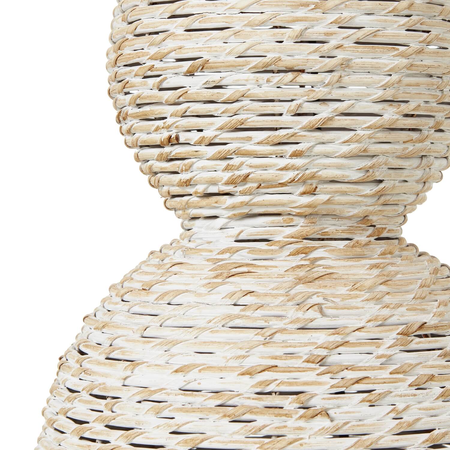 White Wicker Table Lamp with Linen Shade