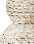 White Wicker Table Lamp with Linen Shade
