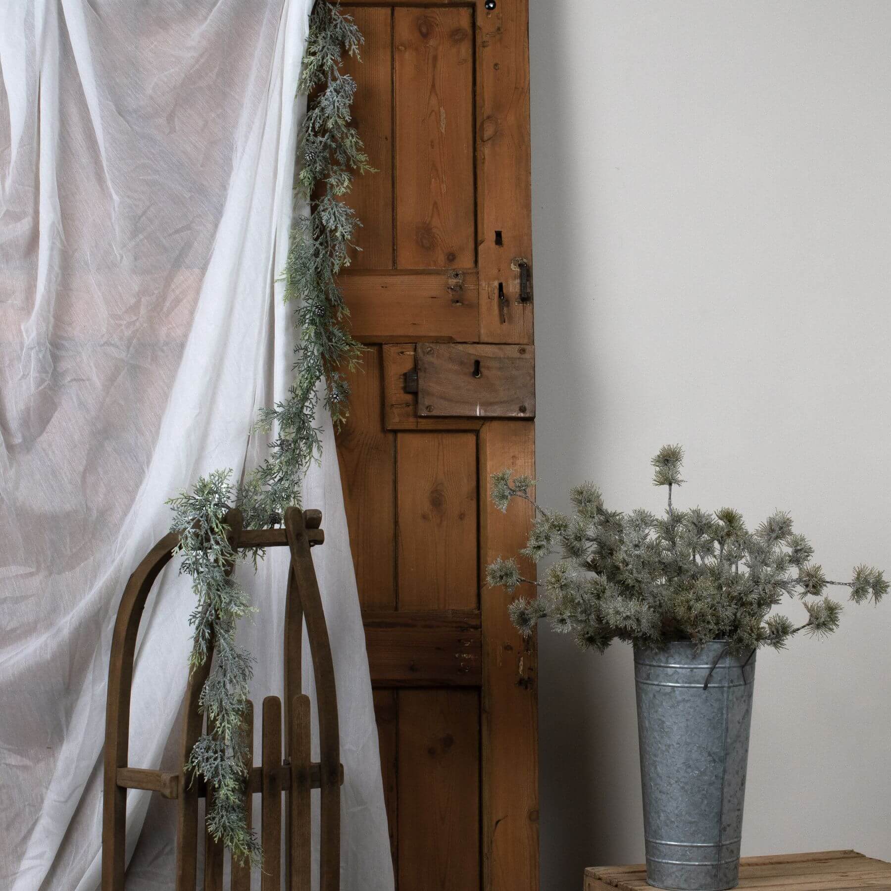 Frosted Pine Garland with Pinecones Winter Decoration