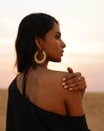 Soleil Mandala Brass Hoops – Ethnic Boho Statement Earrings.