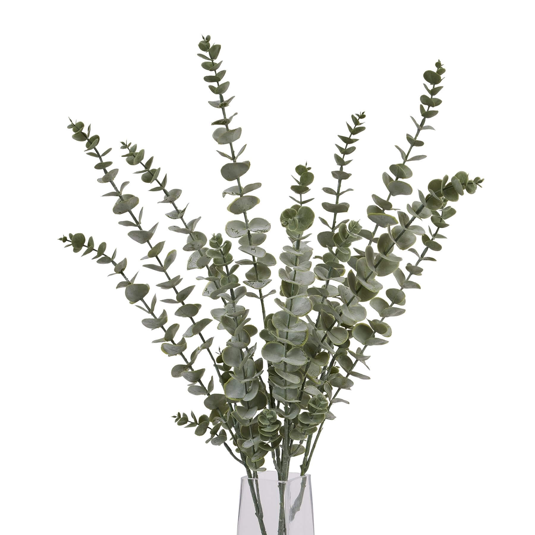 Silver-blue artificial eucalyptus spray with realistic foliage, 35-inch stem for elegant home decor by Sostter at brixbailey.com