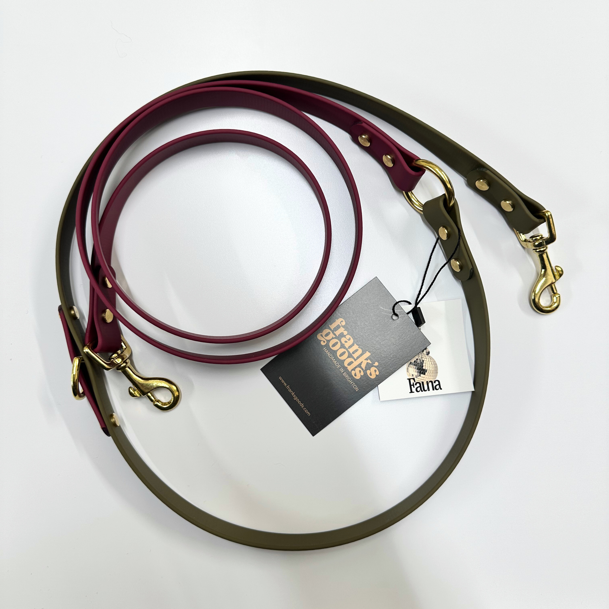 Dottie Multiway Dog Lead in Wine &amp; Olive
