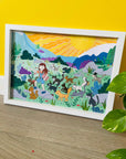 Adventuring Cats Illustration Wall Print