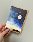 Hand-Painted Moon & Stars Watercolour Greeting Card