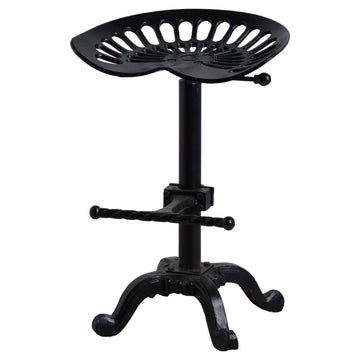 Black metal tractor seat stool with adjustable height for industrial-chic decor by Sostter at brixbailey.com