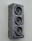 3 Gang 2 Way Solid Cast Metal Toggle Light Switch | Industrial Vintage Surface Mounted *Factory Second*