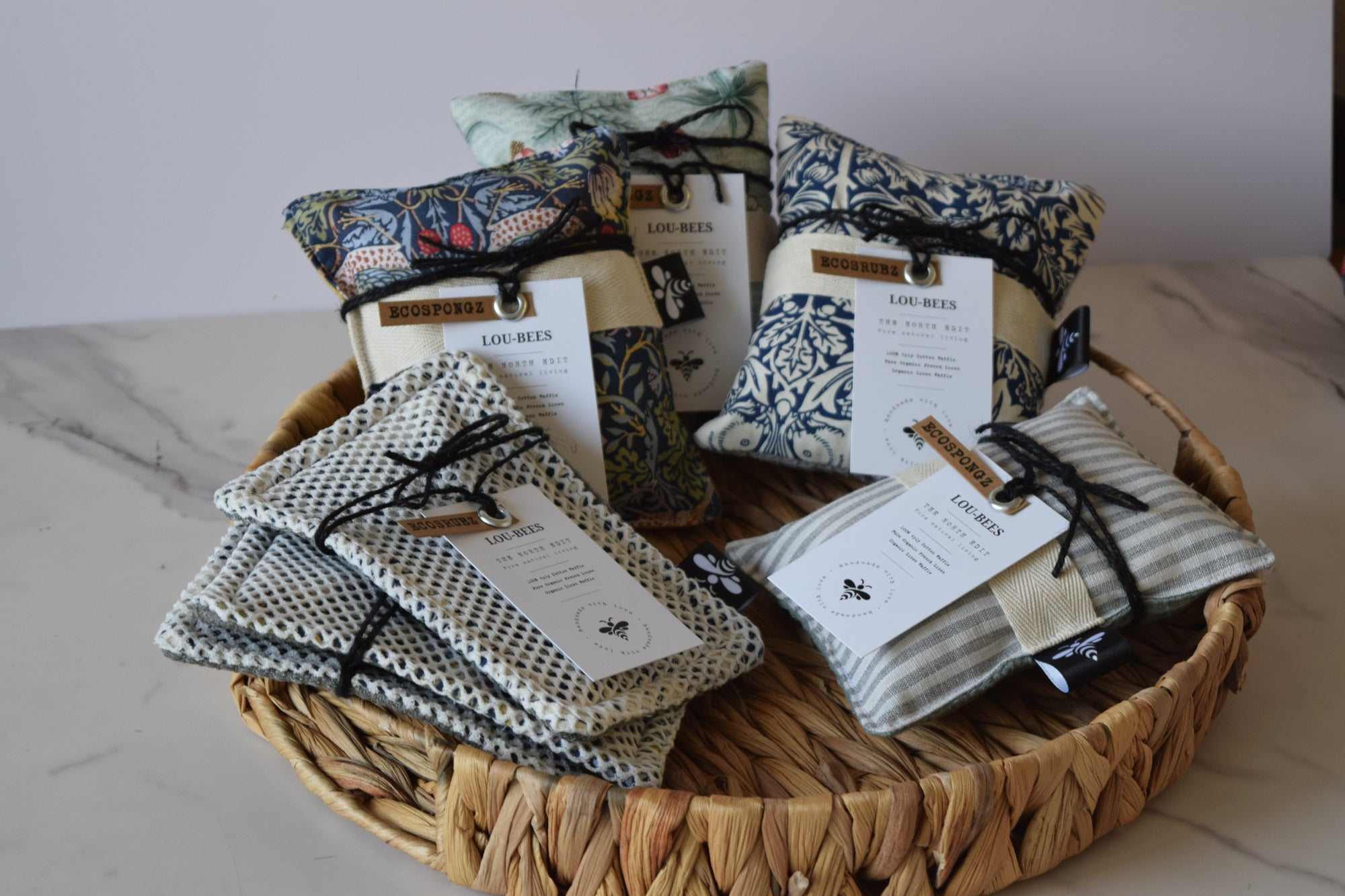 EcoScrubz Kitchen Sponge | Organic Linen Waffle &amp; Cotton Mesh | William Morris Print