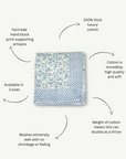 Cranberry Blue And White Hand Blocked Tablecloth