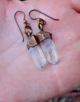 Raw Quartz Earrings - Electroformed Copper | Handmade by Blackbird & Sage