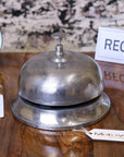 Tirsuli large 17cm reception bell, vintage distressed silver aluminum desk bell, luxury premium decorative office accessory by Maravi at brixbailey.com