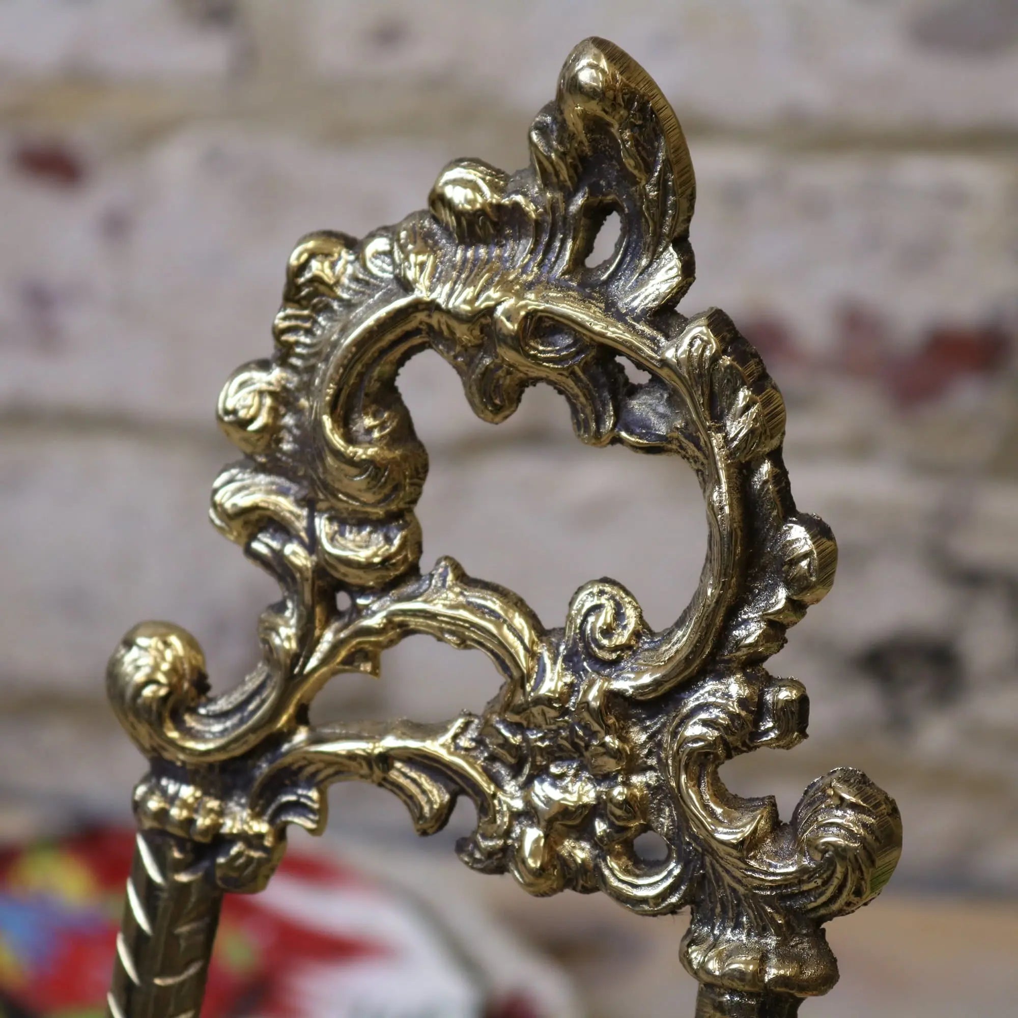 Sabarmati vintage brass display easels, set of 2, luxury handcrafted photo plate card holders, elegant home decor, wedding event showcase by Maravi at brixbailey.com