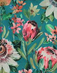 Summer garden velvet in teal, drum lampshade /ceiling shade with a white lining