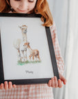 Personalised Alpaca Watercolour Art Print – Perfect for Nursery or Kids Room Decor