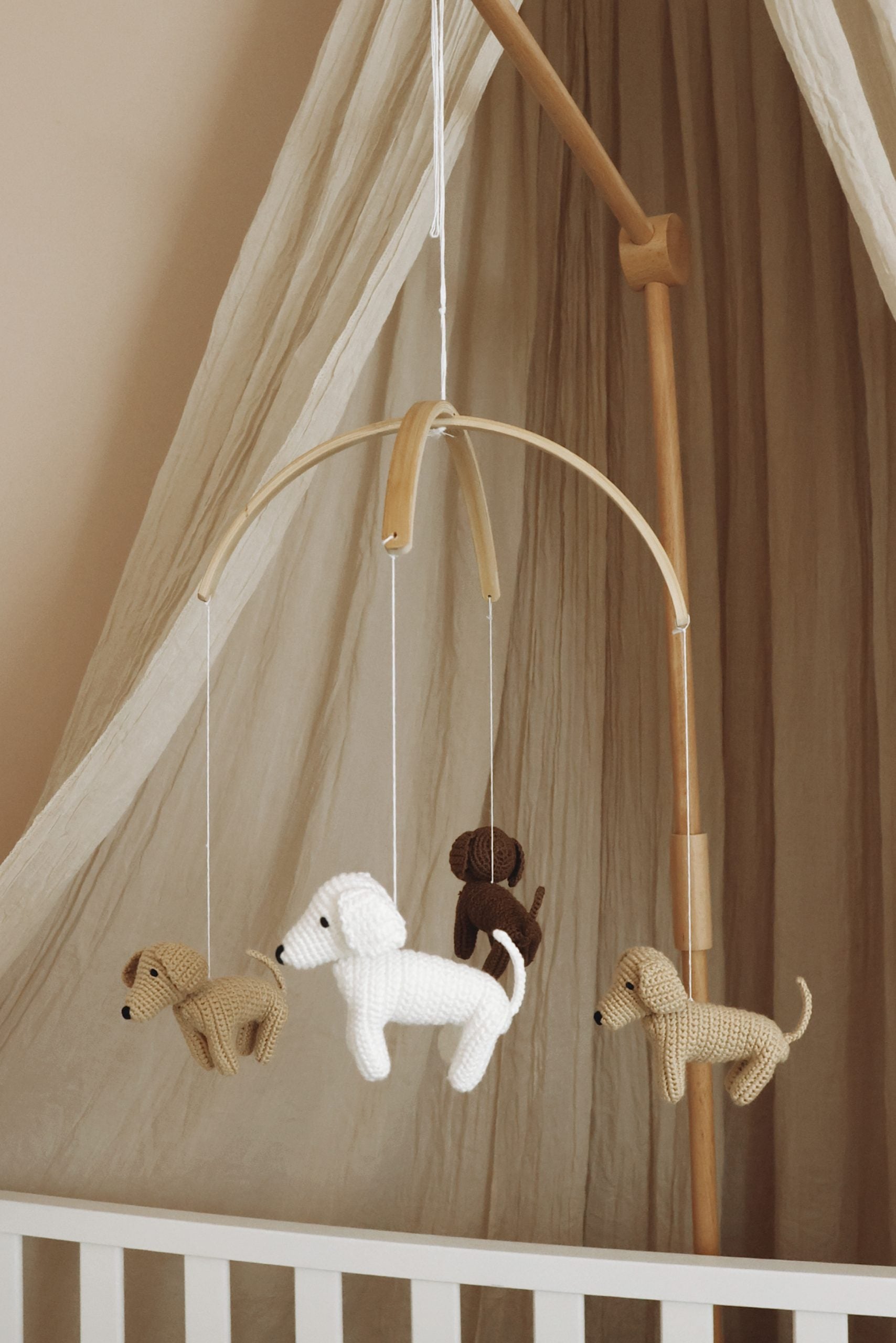 Handmade crochet dogs baby mobile-0