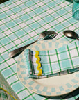 Yellow and Aqua Napkins, Set of Two