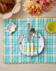 Yellow and Aqua Napkins, Set of Two
