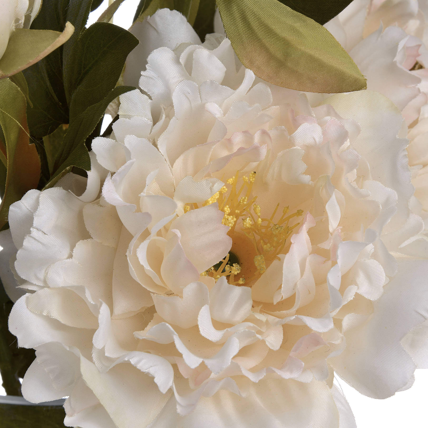 Lifelike white artificial peony flower in vase, perfect for home decor with realistic petals and elegant design. by Sostter at brixbailey.com