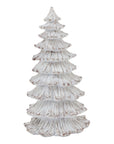 Snowy Fir Tree Sculpture Handcrafted in Resin for Winter Display