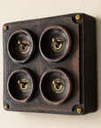 4 Gang 2 Way Antique Copper Metal Surface Mounting Conduit Light Switch