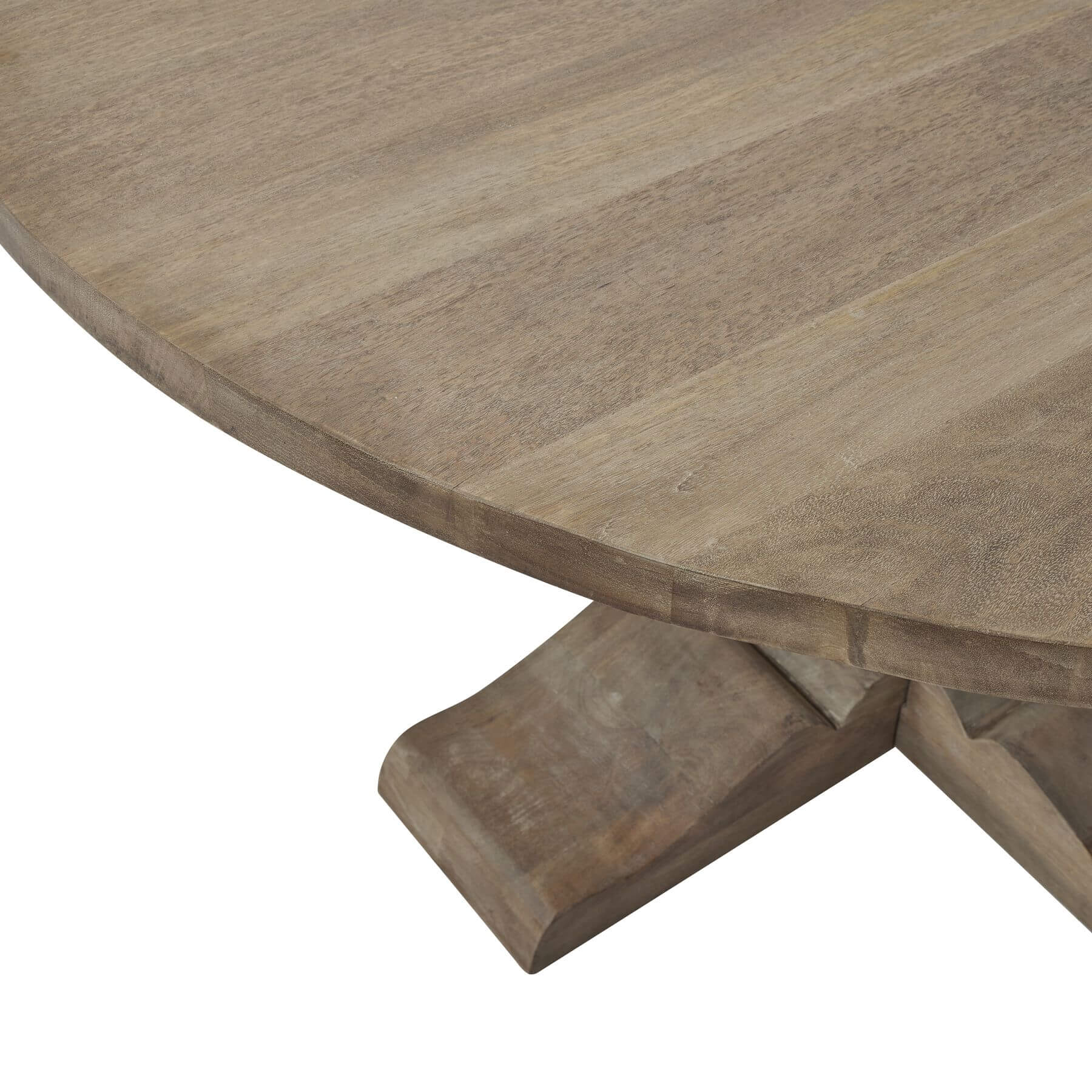 Round Pedestal Dining Table in Bleached Wood Finish