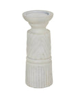 White Carved Wooden Candle Holder Medium