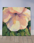 "Hibiscus" 8x8 inch Floral Art Print on Canvas I Original Oil Painting by Barbara Cleary
