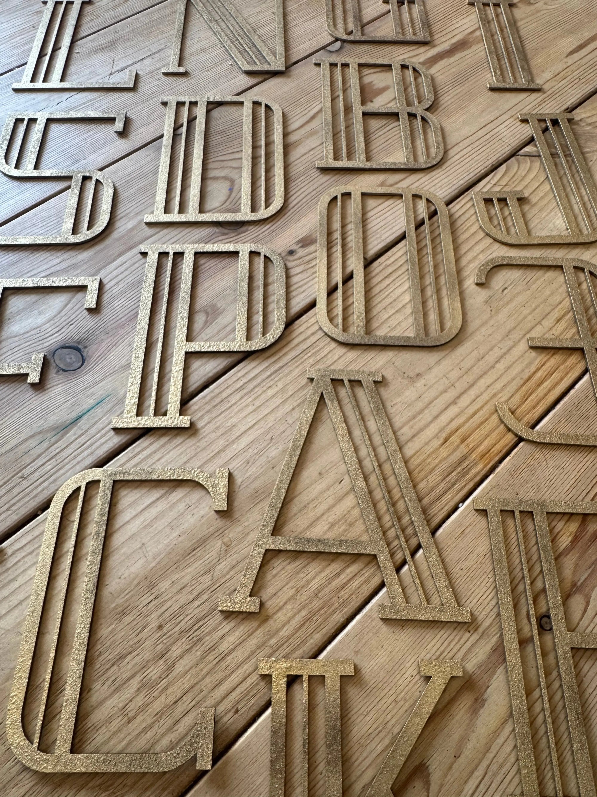 Gold Art Deco Metal Alphabet Letters – 5” or 12” Decorative Lettering A–Z