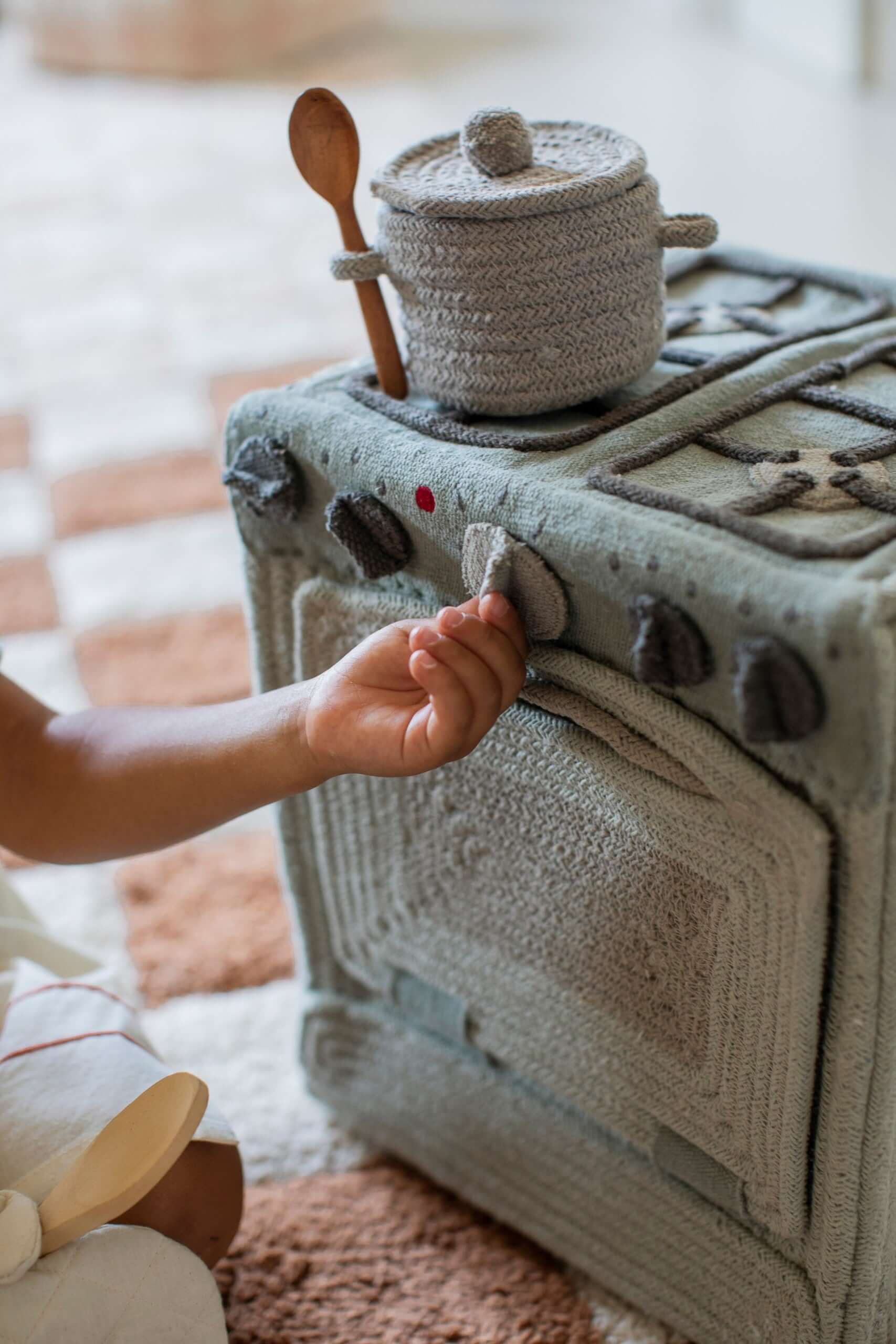 Cotton Play Stove and Toy Storage Basket for Kids