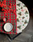 Golden Pine Christmas Round Tablecloth