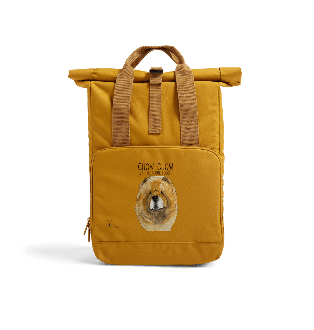 Red Chow Chow Chic: Aloof Floof Roll-Top Backpack