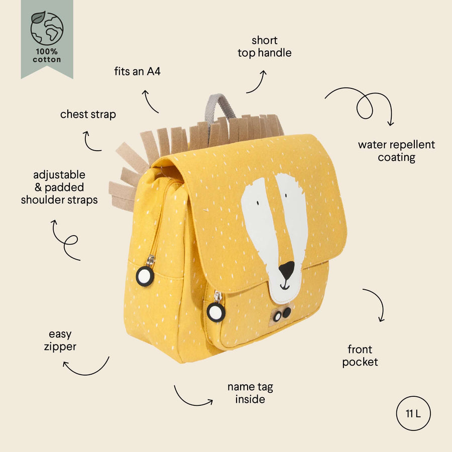 Cute Kid's Cotton Backpack with Compartments