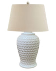 Handwoven Ceramic Table Lamp with Soft Linen Shade