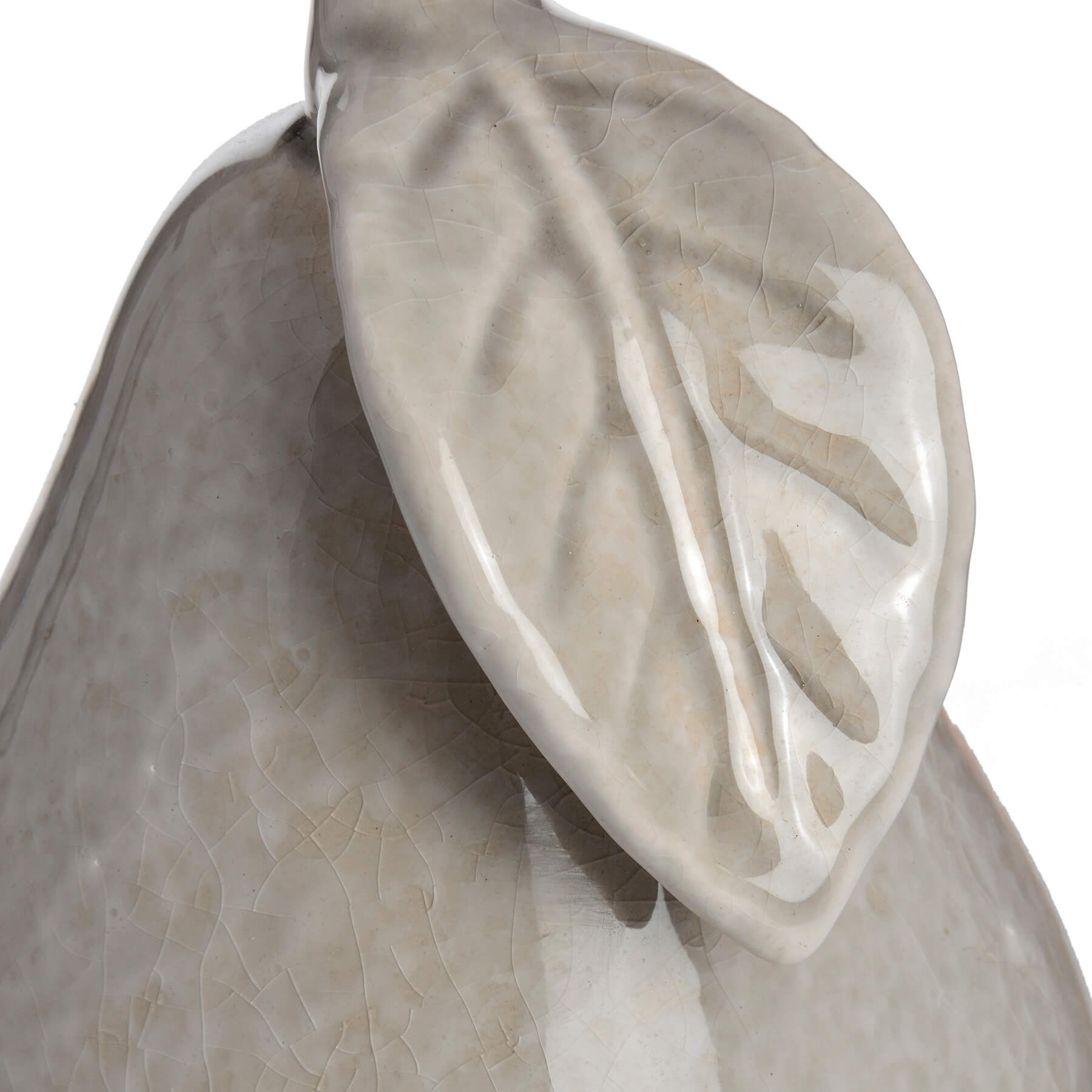 Handcrafted antique grey ceramic pear ornament with crackle-glaze finish, perfect for home decor. by RoomLondon at brixbailey.com