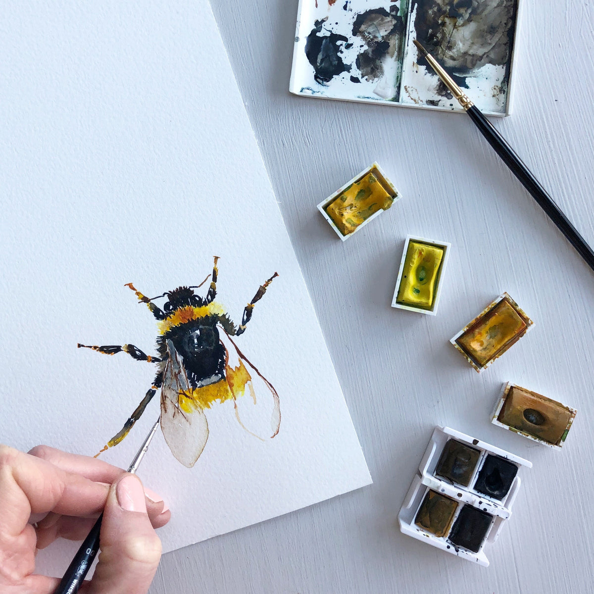 Bumble Bee Watercolour Greetings Card