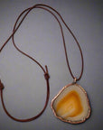 Red Agate Slice Necklace - Boho Pendant | Handmade by Blackbird & Sage