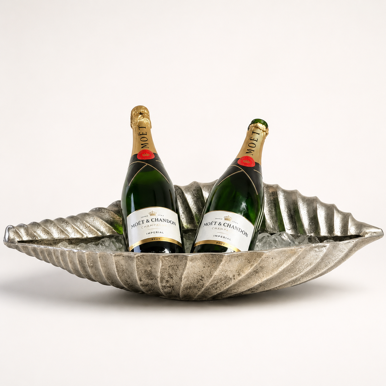 Clam Shell Champagne Ice Bucket &amp; Silver Wine Cooler Bowl