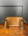 Antique Joseph Sankey Copper Jugs & Tray / Art Nouveau Pair Of Pitchers Vases