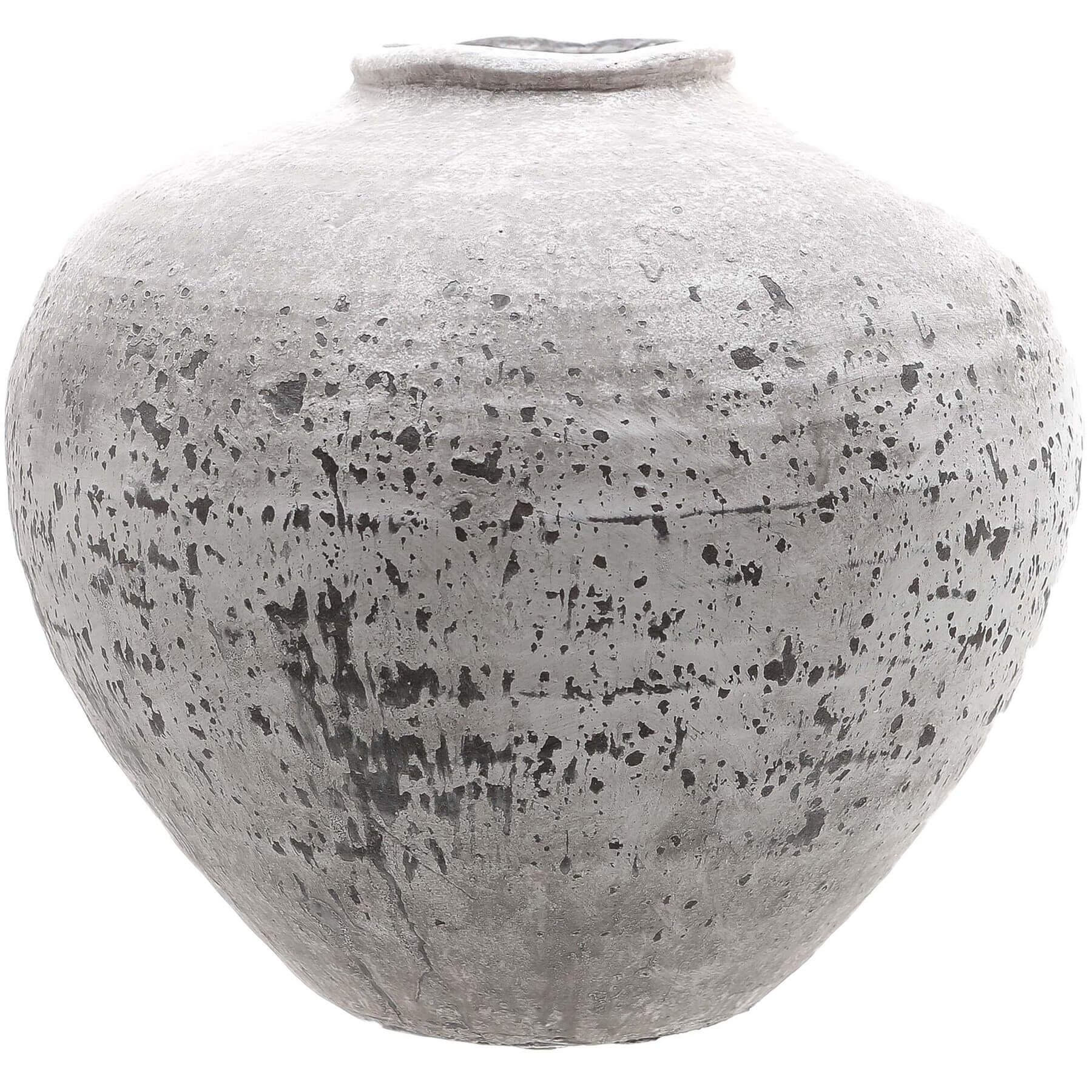 Oversized stone ceramic vase in neutral hue, 35cm wide, with matte finish for modern floral arrangements or decor by Sostter at brixbailey.com
