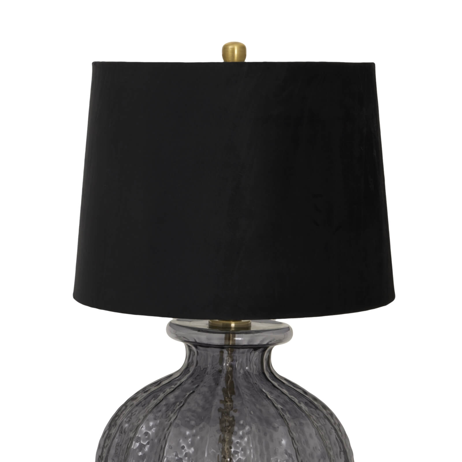 Black Fluted Glass Table Lamp with Velvet Shade