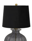 Black Fluted Glass Table Lamp with Velvet Shade