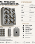12 Gang 2 Way Cast Aluminium Industrial Toggle Switch Light Panel
