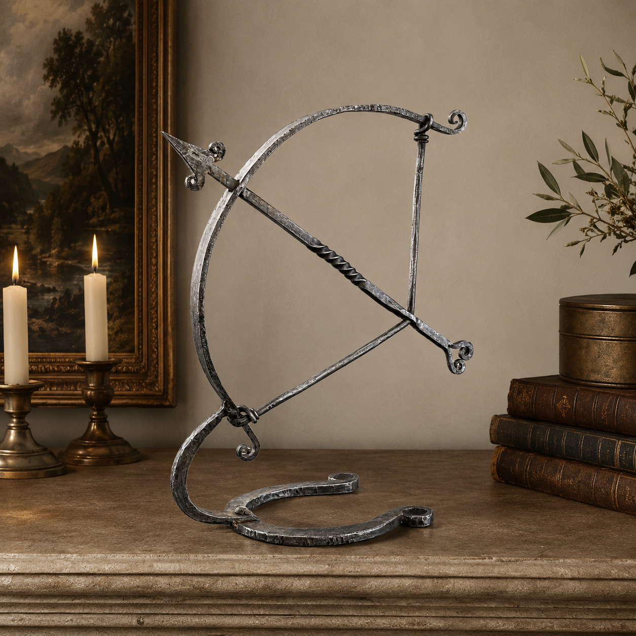 Wrought Iron Archer Sculpture | Heritage Bow &amp; Arrow Ornament