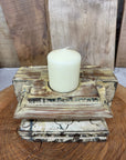 Rustic Church Candle Holder / Indian Pillar Base / Farmhouse Decor Cream