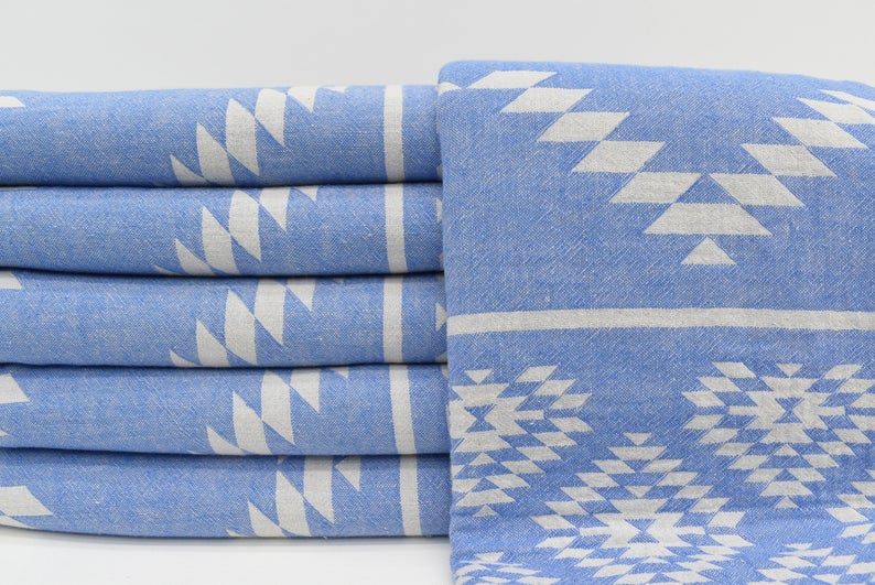 AZTEC BLUE TURKISH TOWEL