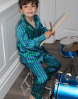 Teddy Rainforest Stripe Boys Silk Pyjama Set