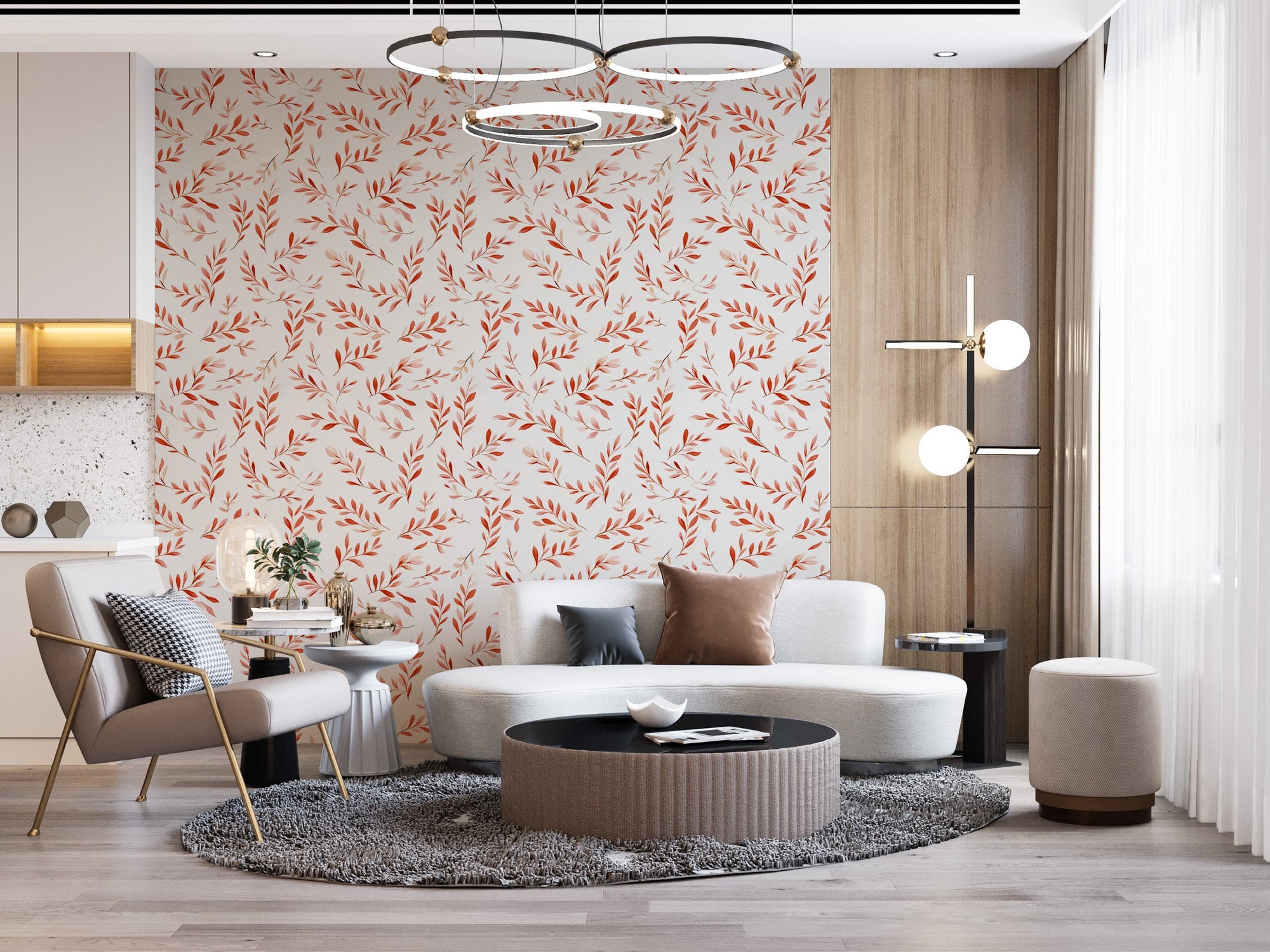 Watercolor Red Leaves Wallpaper