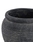 Grey Ribbed Ceramic Planter Small Size